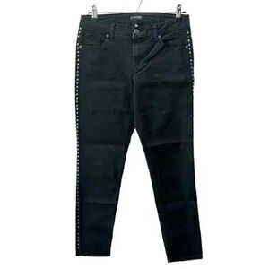 Evermore Skinny Jeans Side Studded Ankle Cropped Black Denim Size 29  7